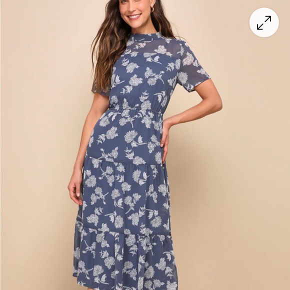 Bohme Navy Floral Midi Dress - Picture 1 of 2